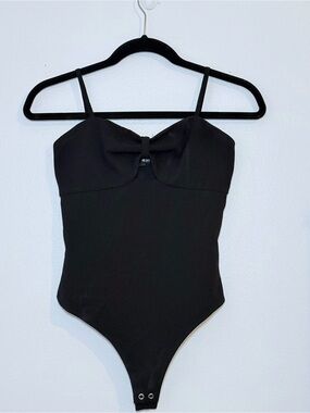 Express Black Bow-Front Bodysuit